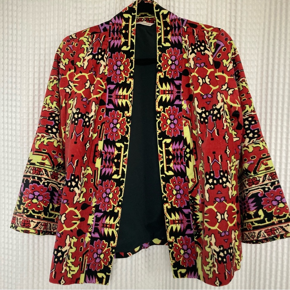 Soft Surroundings red print velvety jacket sz XS